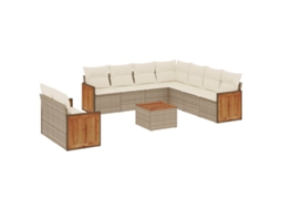 Maison Exclusive - 10 Pcs Conjunto De Sofás P/ Jardim Com Almofadões Vime Pe Bege
