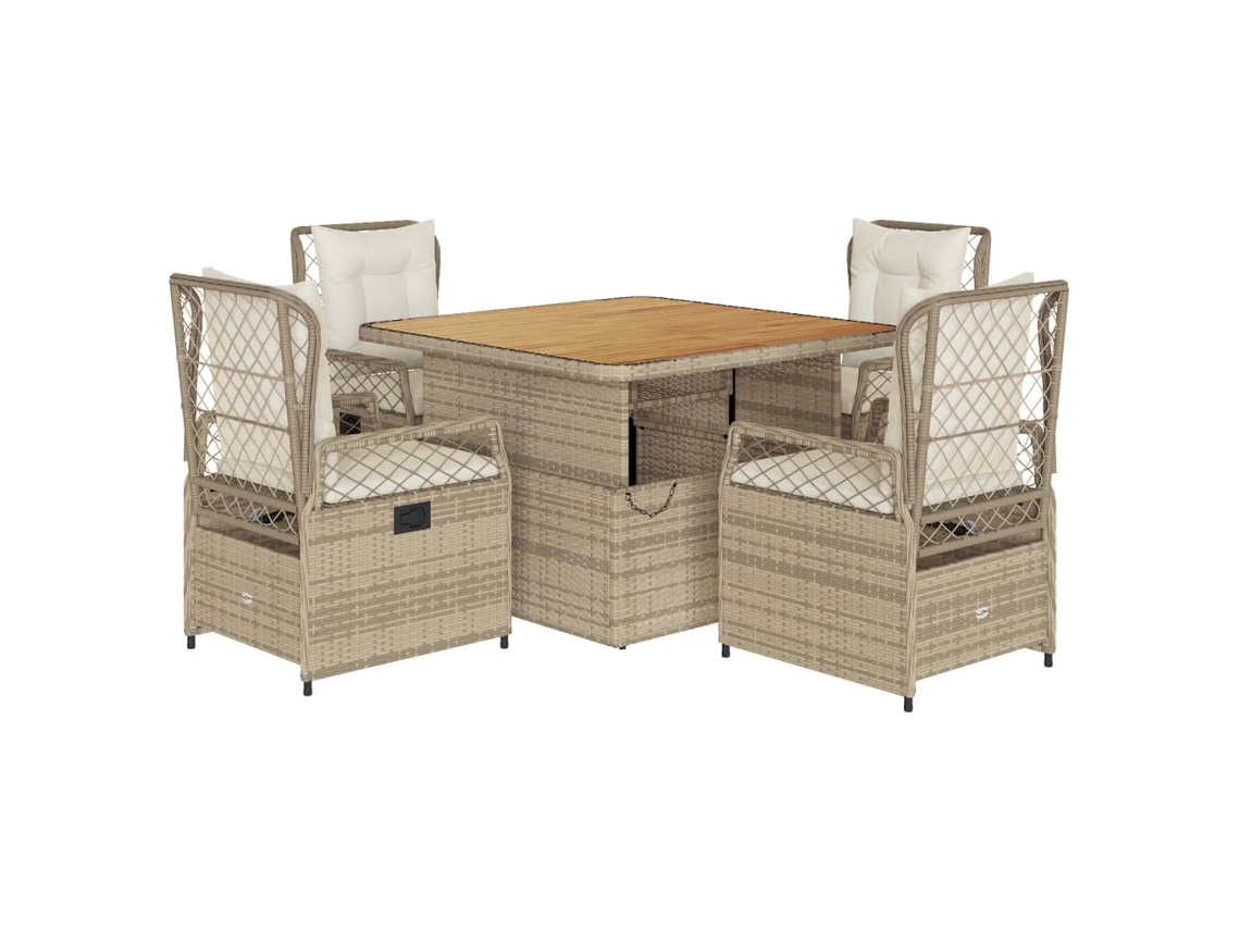 Garden Dining Set, Garden Dining Sets Vidaxl Bege Rattan / Vime (mesa Com 110 Cm De Comprimento)
