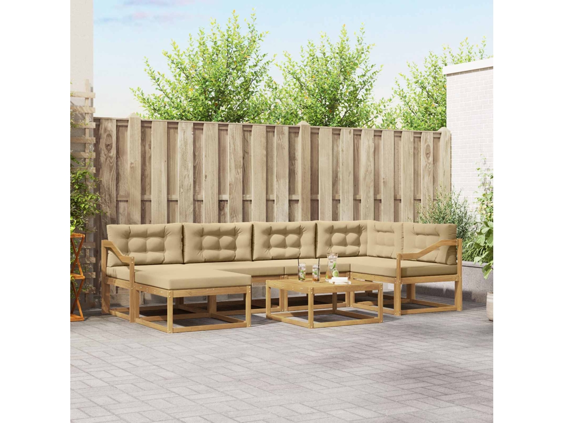 Vidaxl Conjunto De Sofás Para Exterior 7 Pcs Branco E Bege