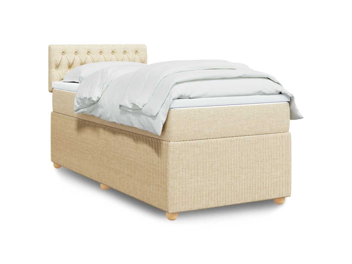 Vidaxl Cama Com Molas/colchão 80x200 Cm Tecido Cor Crème
