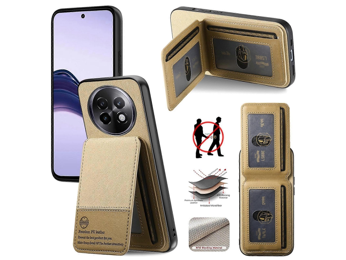 Capa De Celular Com Bolsa Para Cartão Rfid De Couro E Tecido De Sarja Com Flip Vertical