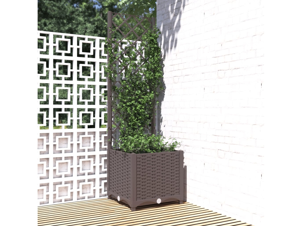 Vidaxl Vaso/floreira Jardim C/ Treliça 40x40x136 Cm Pp Castanho