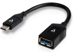 Cabo de Dados V7 (USB-C - USB A - 10 cm - Preto)
