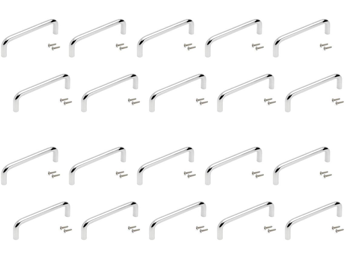 Lote de 20 puxadores para móvel Coimbra EMUCA L104mm Distância entre furos 96mm Aço Cromado