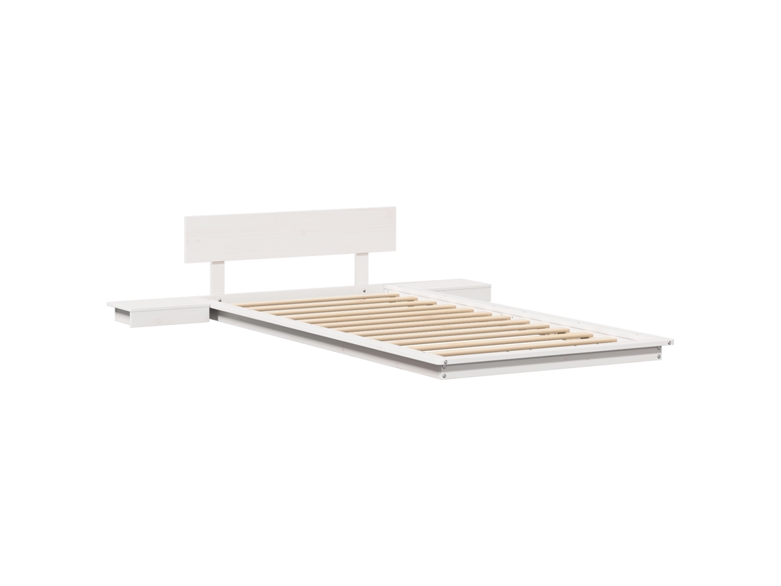 Conjunto 1 Estrutura Da Cama Vidaxl Branco Madeira De Pinho Maciça (75 X 190 Cm)