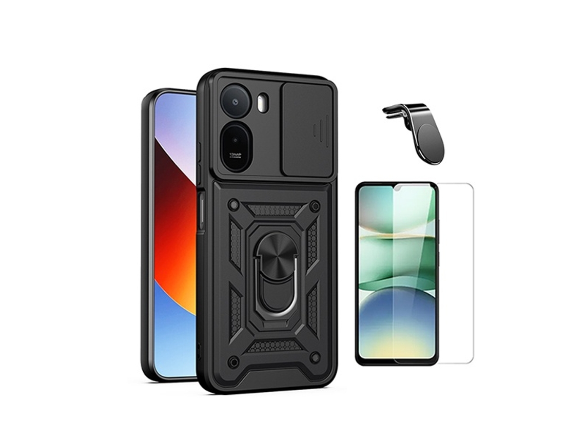 Kit Vidro Clearglass Capa Magnetic Slide Window Suporte L Phonecare Para Xiaomi Redmi A7 Pro - Preto