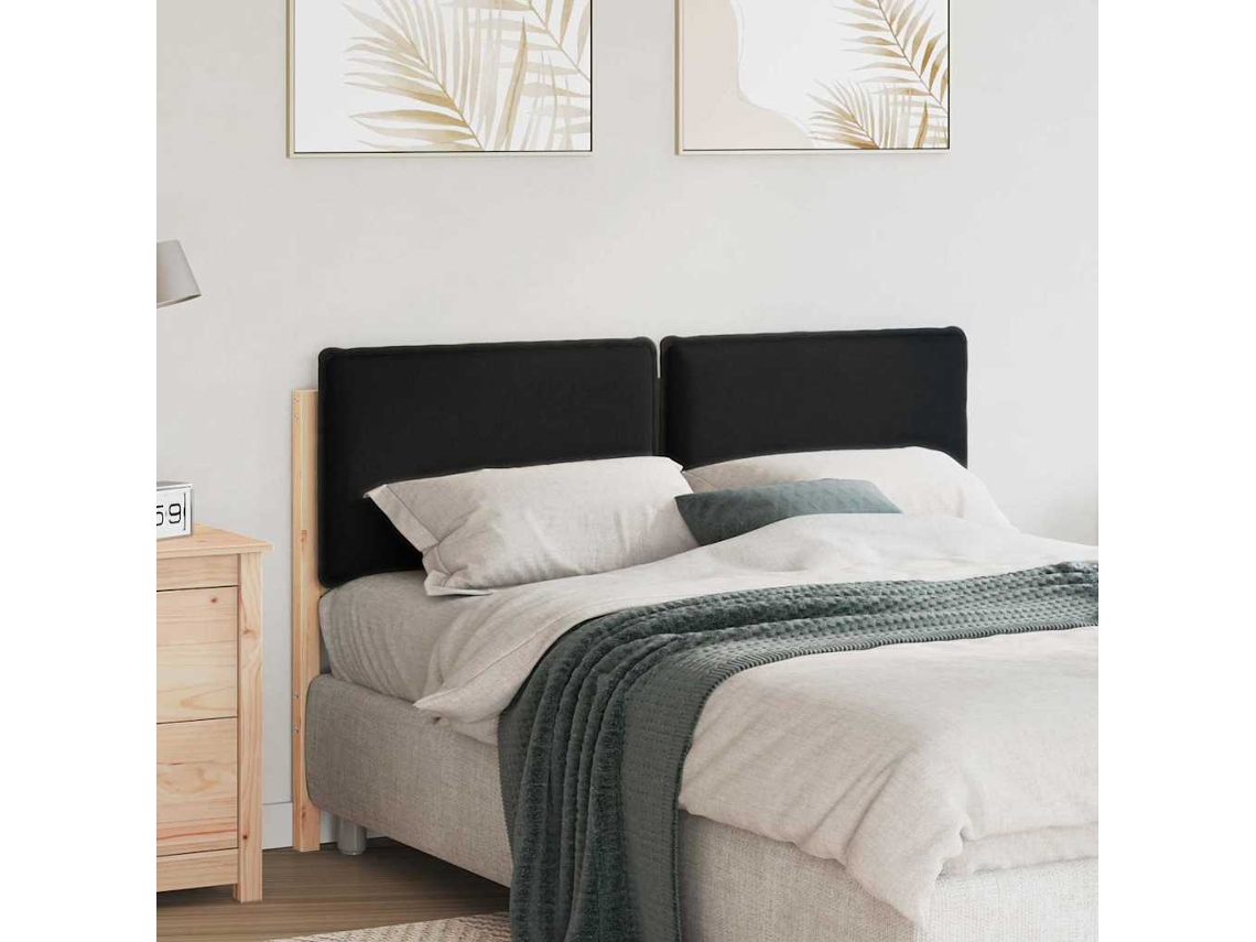 Vidaxl Cabeceira Estofada Com Cabeceira Natural E Preto 120 Cm