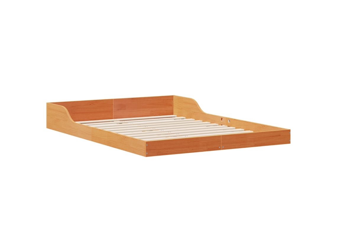 Conjunto 1 Estrado De Cama Plataforma Vidaxl Castanho Madeira De Pinho Maciça (135 X 190 Cm)