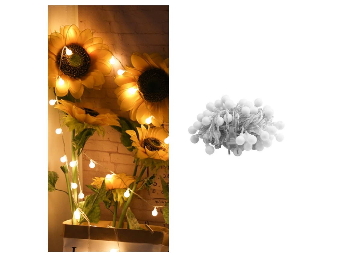 Varal De Luzes De 1,5 M, 10 Pequenos Globos À Prova D'água (ip65), Iluminação Decorativa A Pilha Para Ambientes Internos E Externos (branco Quente)