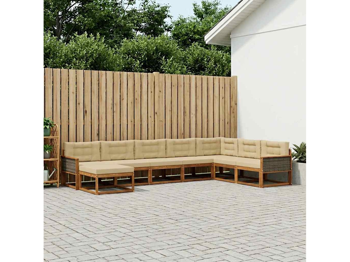 Vidaxl Conjunto De Sofás Para Exterior 8 Unid. Natural E Bege