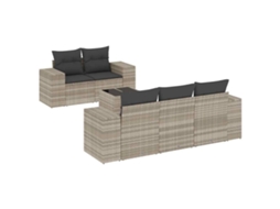 Maison Exclusive - 6 Pcs Conj. Sofás Jardim Com Almofadões Vime Pe Cinzento-claro