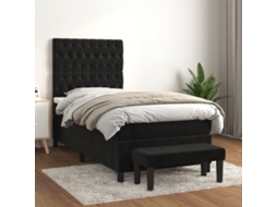 Vidaxl Cama Com Molas/colchão 100x200 Cm Veludo Preto
