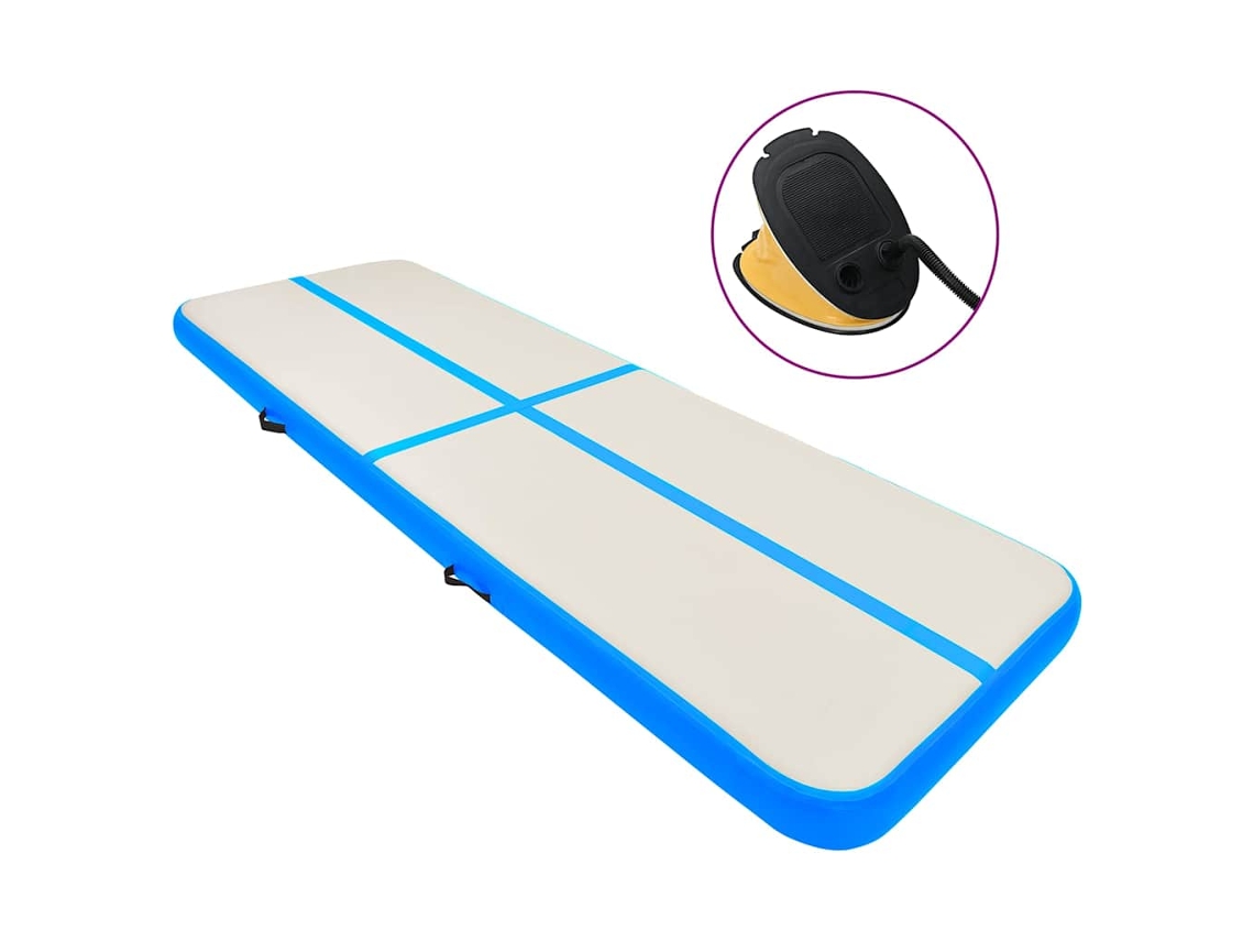 Vidaxl Colchão De Ginástica Insuflável C/ Bomba 500x100x20 Cm Pvc Azul