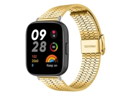 Bracelete para Redmi Watch 3 Aço Inoxidável Fivela Sete Contas Dourada XIAOMOYU