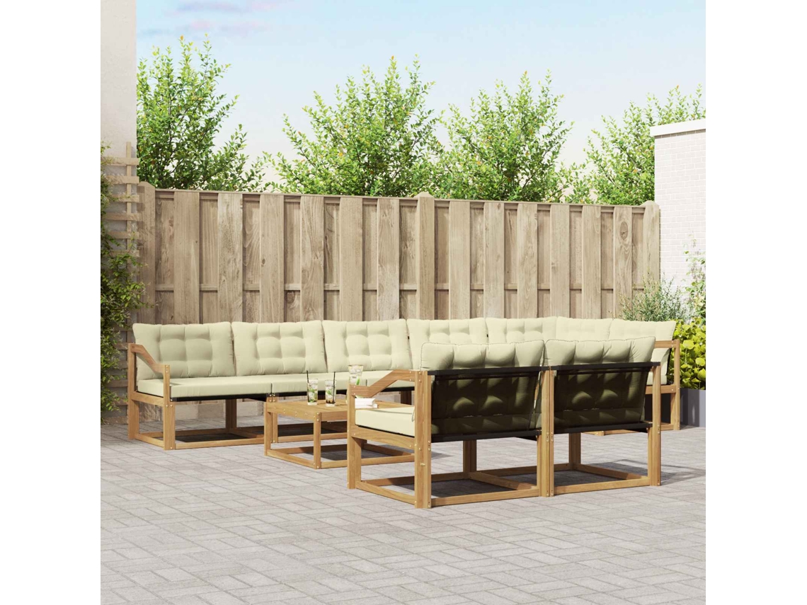 Vidaxl Conjunto De Sofás Para Exterior 9 Unid. Branco E Creme