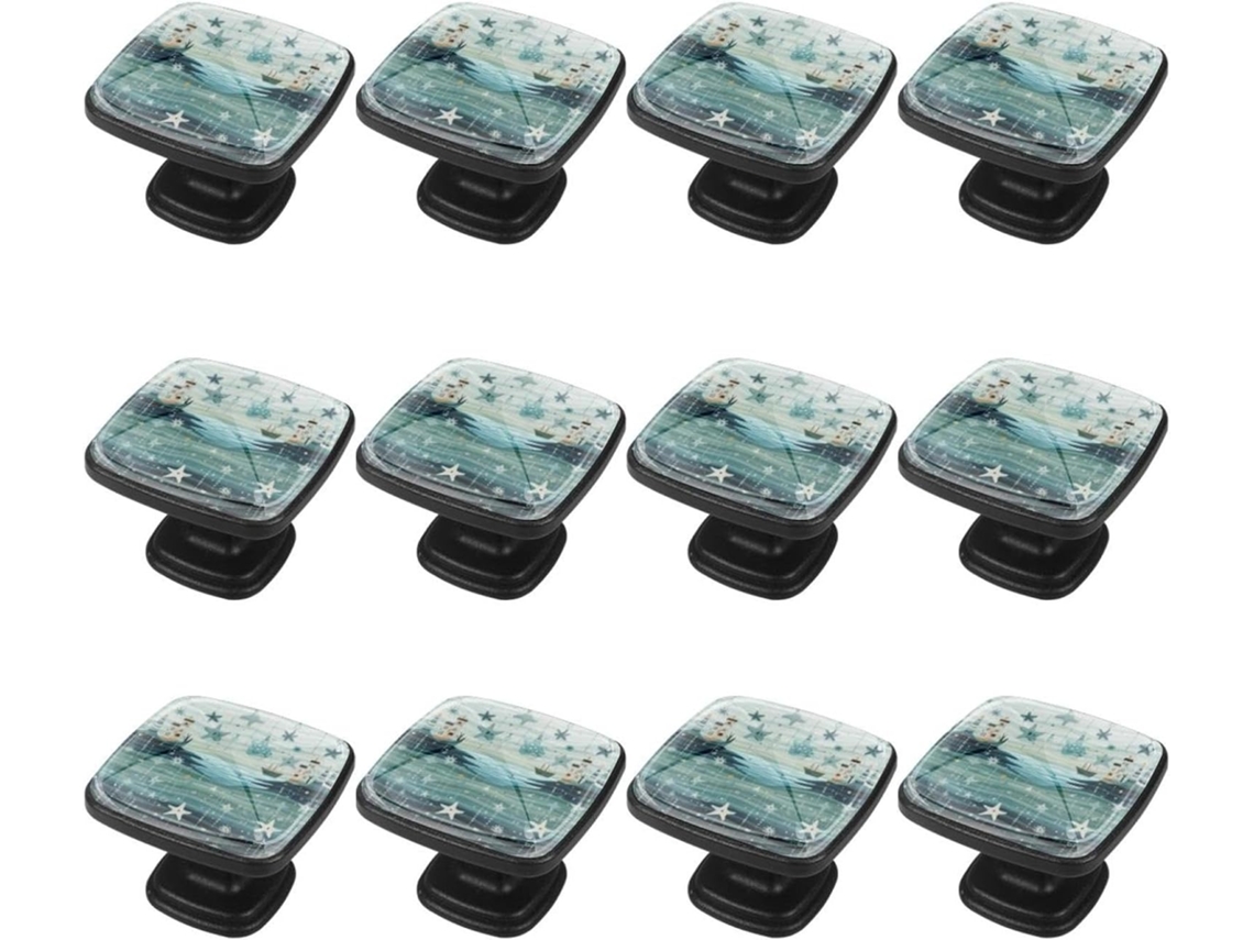 Puxadores Quadrados Para Armários De Cozinha, Puxadores Para Armários E Gavetas, 12 Peças, Âncora, Flor, Oceano, Estrela