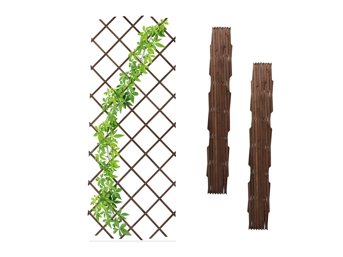 Conjunto Com 3 Treliças De Jardim De Madeira Ajustáveis Para Plantas Trepadeiras, 180 X 90 Cm