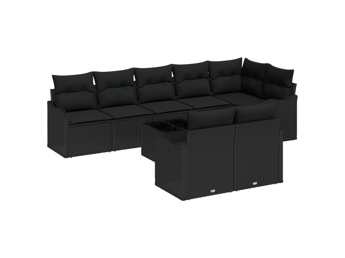 Conjunto 9 Conjunto De Sofá De Jardim Vidaxl Preto Vime Pe (55 X 55 X 37 Cm)