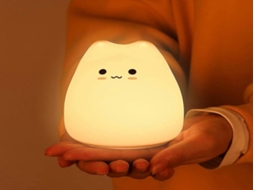 Abajur infantil Lurelia em formato de gato, feito de silicone livre de BPA, com controle remoto, sensor de toque e luz quente para bebês e crianças.
