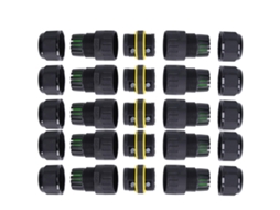 5 peças de conector de alimentação impermeável IP68 de 3 pinos retos para cabos externos de 9‑12mm | S/MARCA
