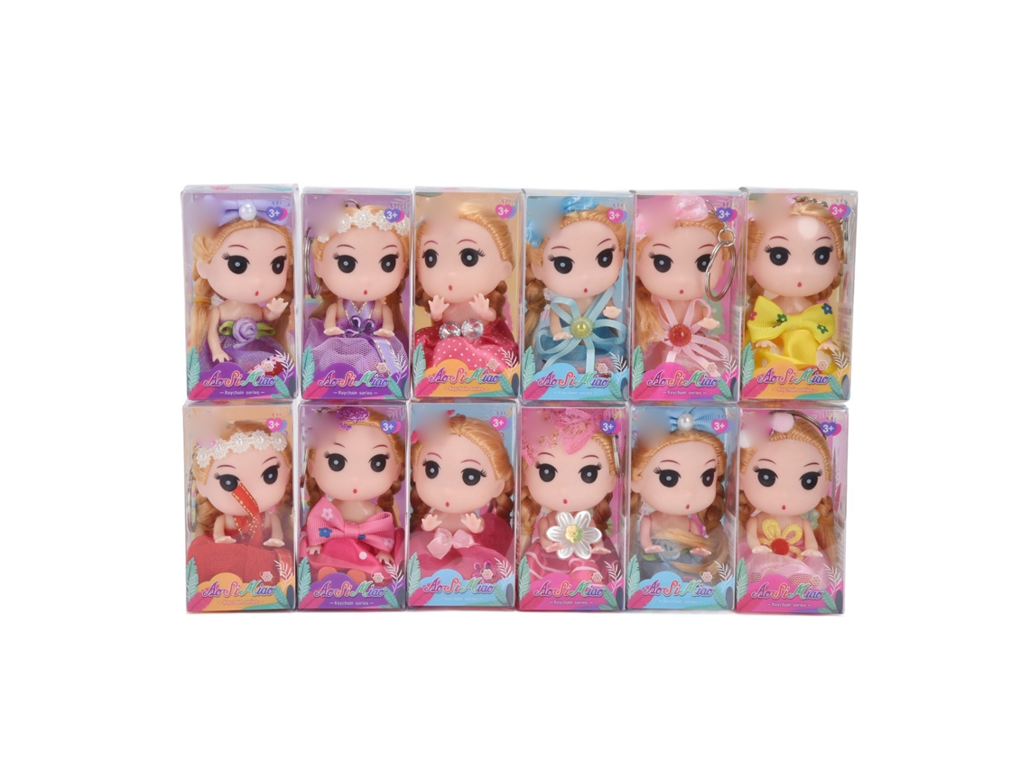 Primerox 12 Chaveiros de Boneca Menina Miniatura com Vestidos Coloridos Fofos Presente de Aniversário