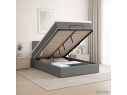 Vidaxl Cama Ottoman Com Colchão E Led Cinzento-escuro 120 X 190 Cm