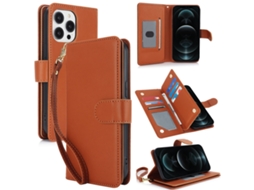 Capa Carteira De Couro Para Iphone 12 Pro Max - Com Rfid - Para Vários Cartões
