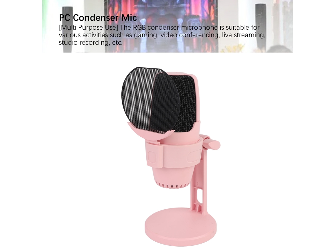 Microfone Condensador Rgb LAXISCREED Rosa M9