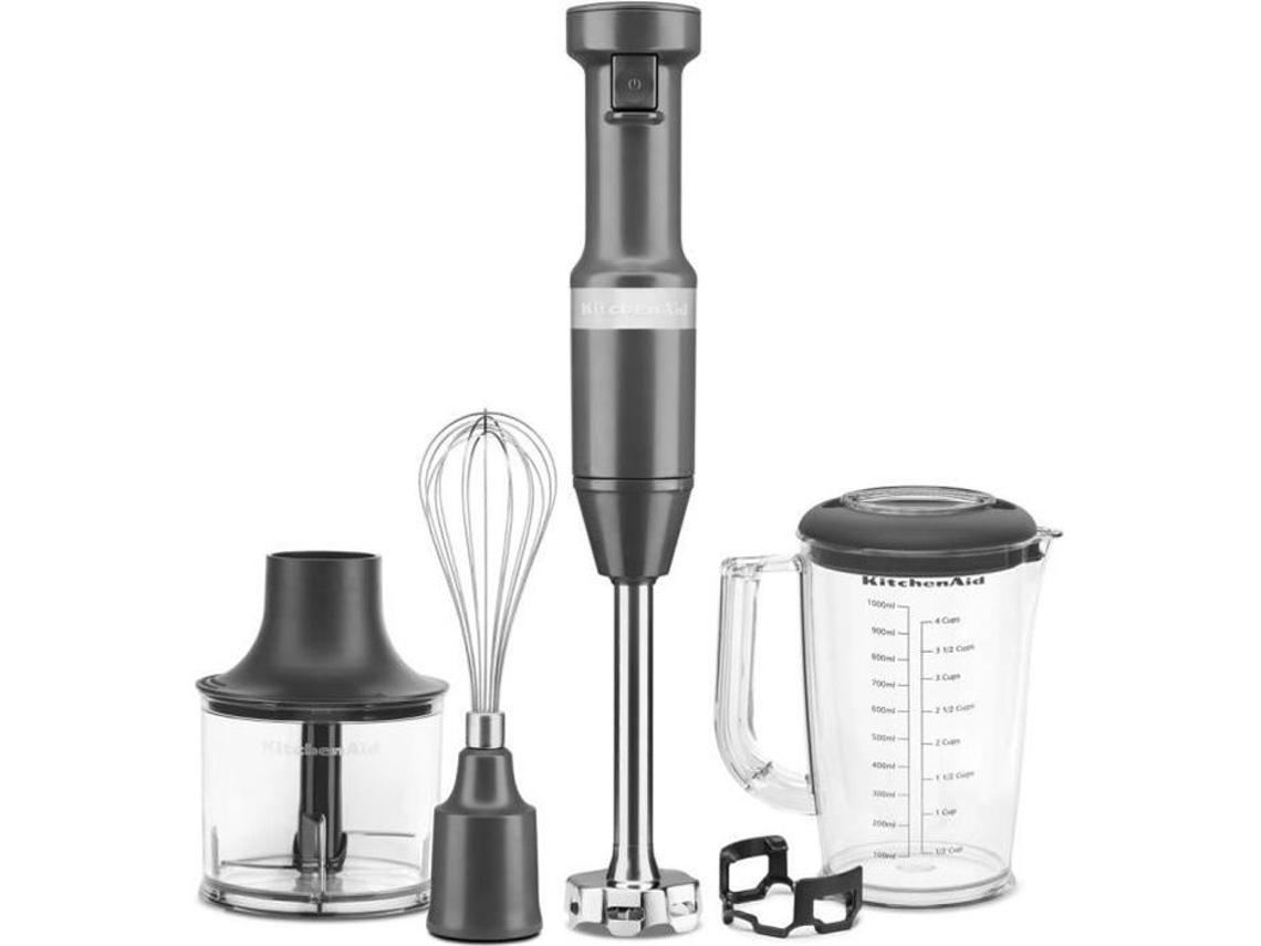 5khbv83edg Varinha Mágica Compacta com Cabo 180w Eixo de Mistura Removível com Lâmina de Aço Inoxidável Cinza Fosco KITCHENAID