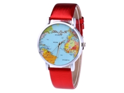 Reloj De Cuero Para Parejas Estudiantes Quartz Analógico F360-yx Rojo