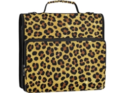 Organizador de Mesa com 3 Argolas, Alça Ombro e Mão Estampa Leopardo Lantejoulas Dourado Argolas 3,8 Cm