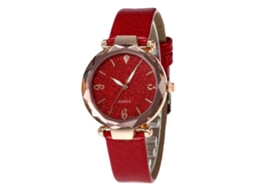 Reloj De Pulsera De Aleación Con Dial Redondo Reloj De Cuartzo Pareja Rojo