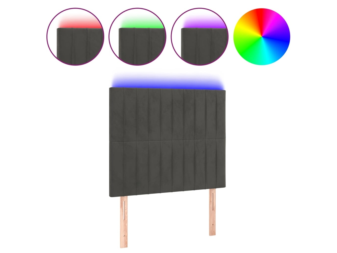 Cabeceira de Cama com Led Veludo Cinza Escuro MAISON EXCLUSIVE (100x5x118 cm)