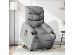 Vidaxl Poltrona Reclinável Massagens Tecido Cinzento-claro