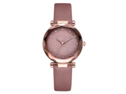 Relógio de Pulso Feminino Fashion com Pulseira Pu, Display Analógico e Movimento de Quartzo (rosa)