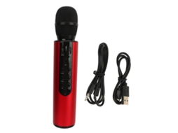 Microfone Sem Fio Business, capacitivo, com dois alto-falantes, Bluetooth, vermelho (S/MARCA)