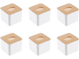 Conjunto De 6 Caixas De Lenços De Papel Quadradas Com Tampa De Madeira, Mini Caixa De Lenços De Made Gokoco
