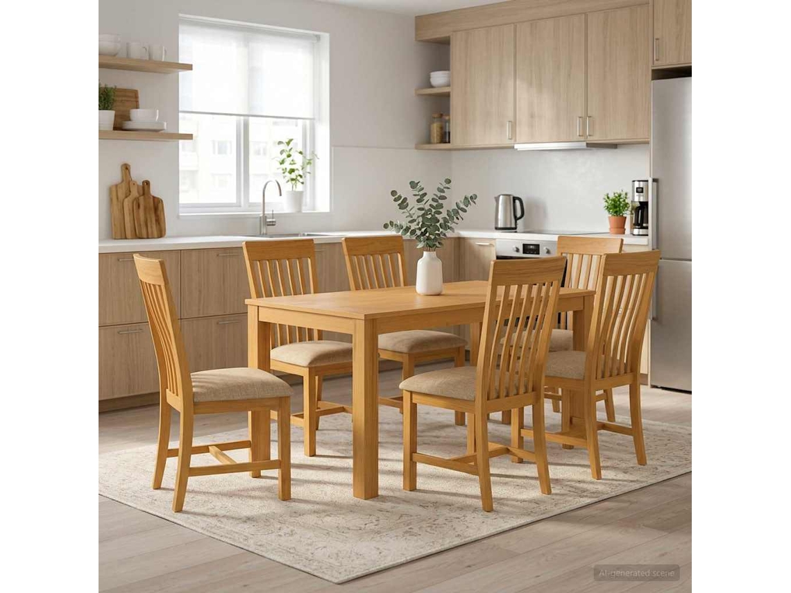 Vidaxl Conjunto De Sala De Jantar 7 Unid. Bege