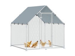 Galinheiro Em Aço Galvanizado Com Cobertura Resistente Às Intempéries E Aos Raios Uv, E Porta Com Fechadura, 2x2x2 M, Cor Prata.