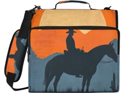 Cowboy Do Pôr Sol No Deserto Bolsa Organizadora Resistente À Água Pasta De 3-argolas Com Compartimento Laptop