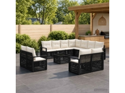 Vidaxl Conjunto De Sofá De Jardim 12 Unid. Preto Vime Pe