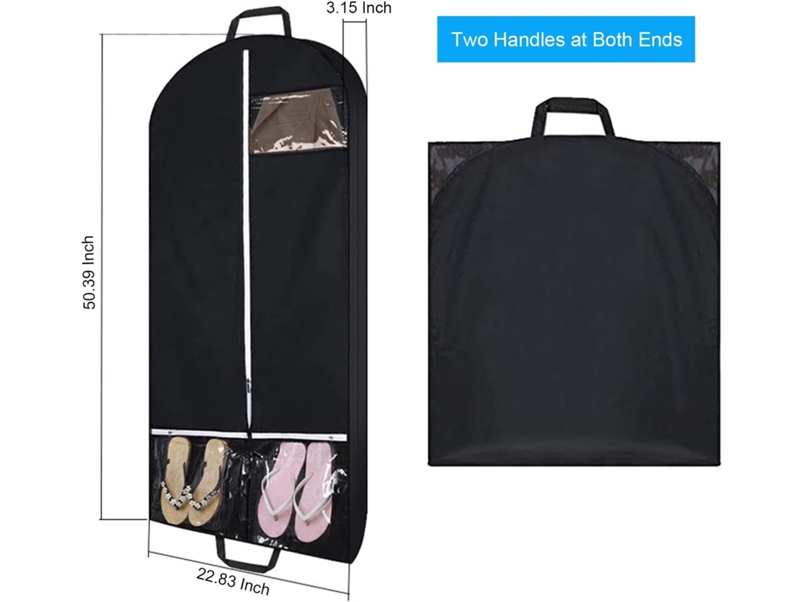 Capa para Roupas de 50 Polegadas com 2 Bolsos Transparentes, para Ternos, Vestidos e Casacos BRILVIBERA (verde, Oliva)