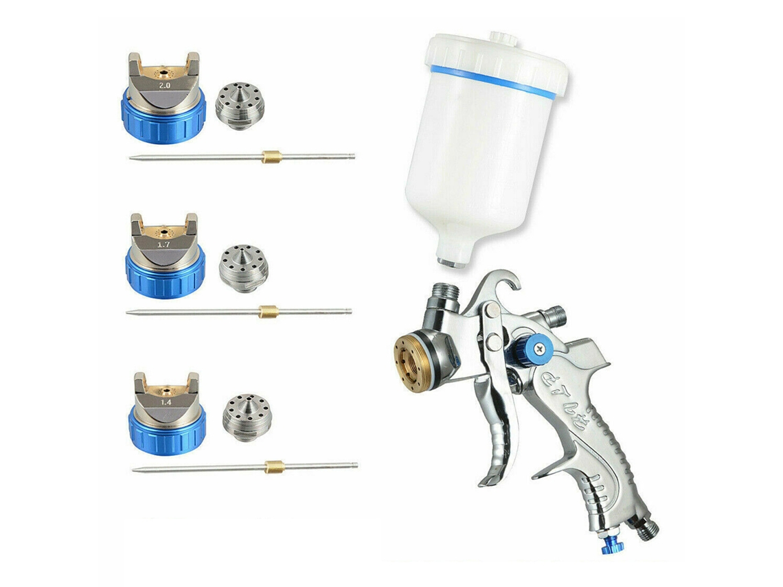 Kit De Pulverização De Pintura Hvlp Para Veículos Com Regulador De Ar, 600cc, 3 Bicos