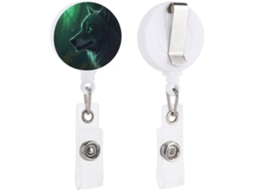 Porta Crachá Retrátil Com Clipe Tipo Jacaré, Chaveiro Identificação, Porta Crachá Green Wolf Funcionários De