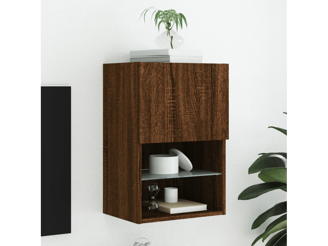 Vidaxl Móvel De Tv Com Luzes Led 40,5x30x60 Cm Carvalho Castanho