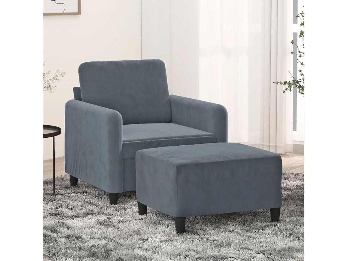 Vidaxl Poltrona Com Apoio De Pés 60 Cm Veludo Cinzento-escuro