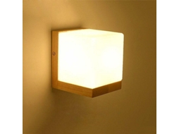 Lâmpada De Parede Moderna E Simples Em Vidro Branco Estilo Japonês Criativa E27 Iluminação Em Cubo De Madeira Edison Abajur Luz Moderna Btforus