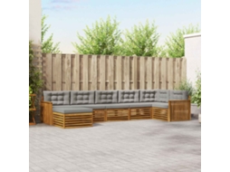 Vidaxl Conjunto De Sofás Para Exterior 7 Pcs Cinza Natural E Claro