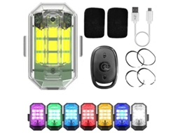 Luz Estroboscópica Led Sem Fio de Alta Brilho, 7 Cores Recarregável com Controle Remoto para Moto Carro Bicicleta Drone (1 Unidade)