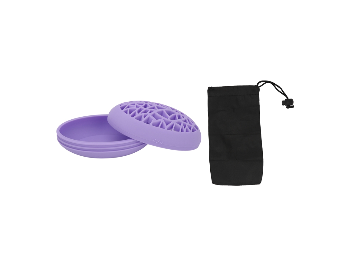 Suporte Para Secagem E Organização De Pincéis De Maquiagem Roxo Com Tapete De Limpeza Para Mesa